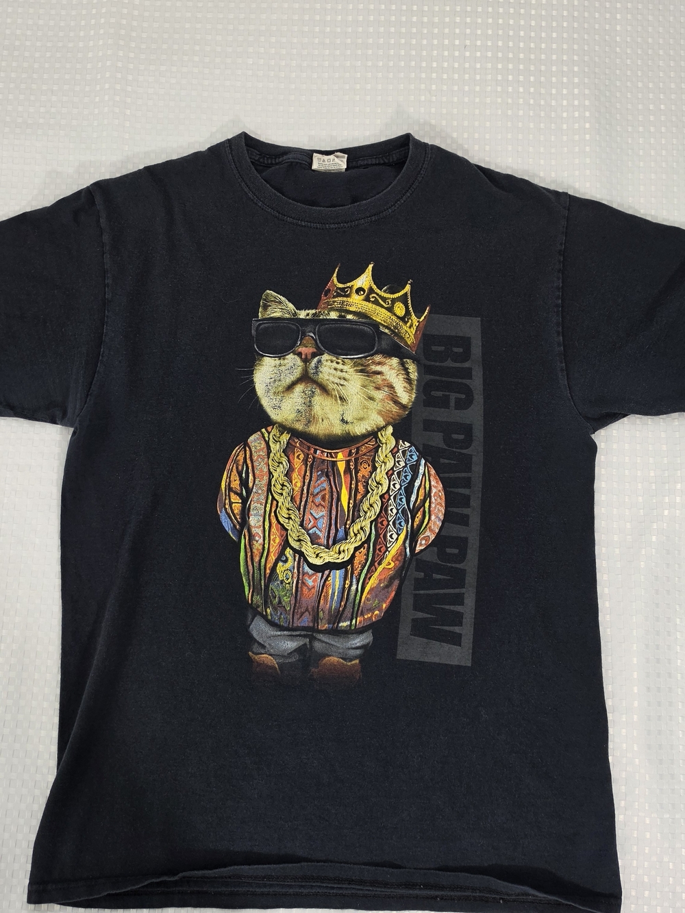 Big Paw Paw Graphic Tee Cat Biggie Smalls Hip Hop Shirt Fruit of the Loom Size M